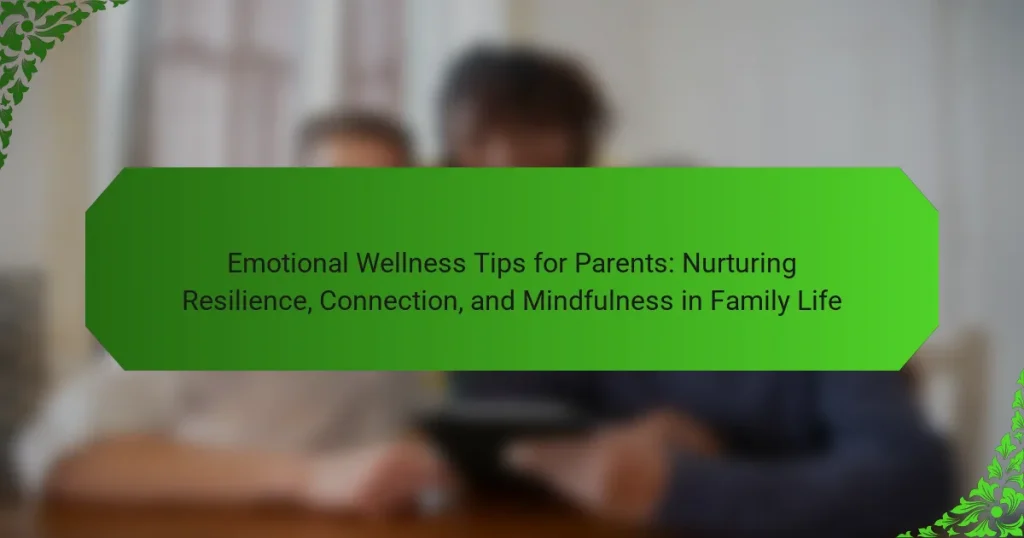 Emotional Wellness Tips for Parents: Nurturing Resilience, Connection, and Mindfulness in Family Life