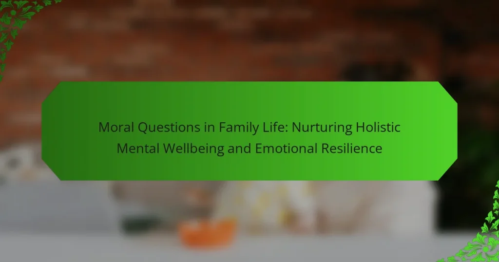 Moral Questions in Family Life: Nurturing Holistic Mental Wellbeing and Emotional Resilience