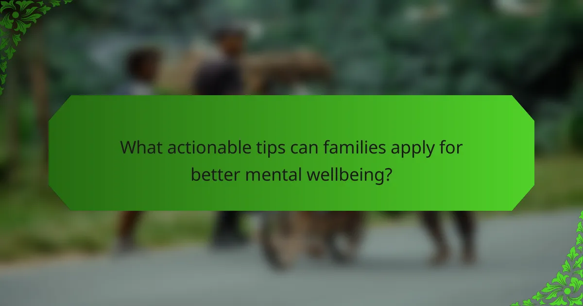 What actionable tips can families apply for better mental wellbeing?