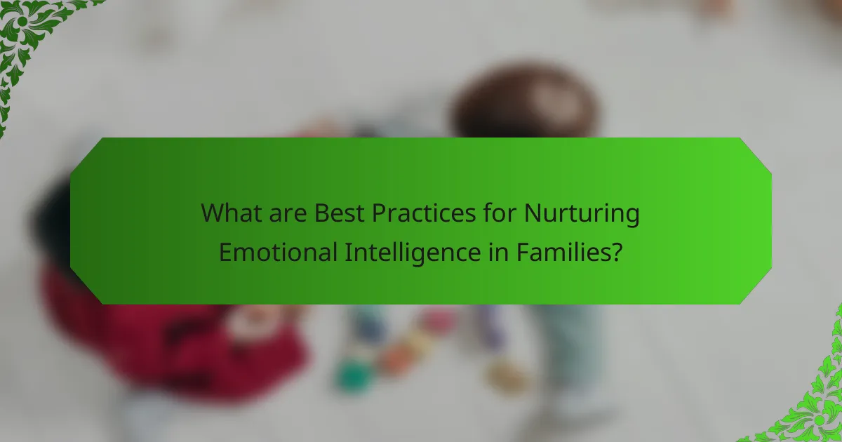 What are Best Practices for Nurturing Emotional Intelligence in Families?