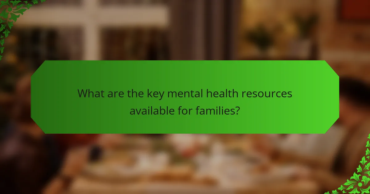 What are the key mental health resources available for families?