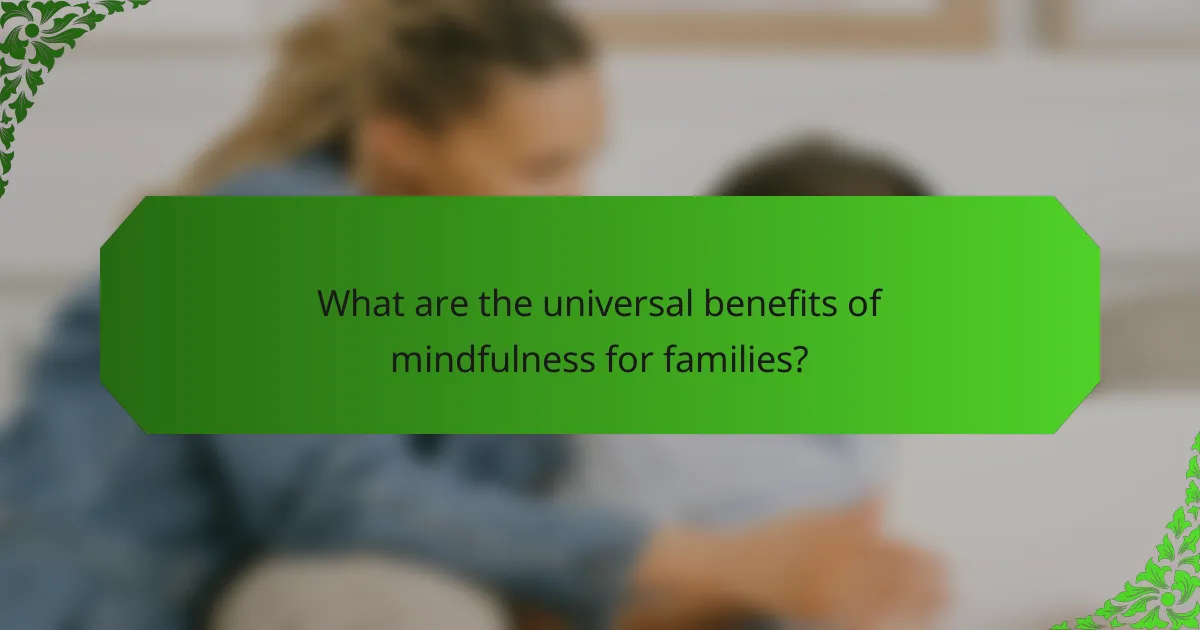 What are the universal benefits of mindfulness for families?