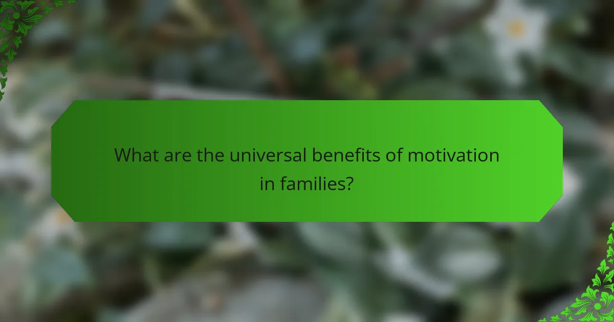 What are the universal benefits of motivation in families?