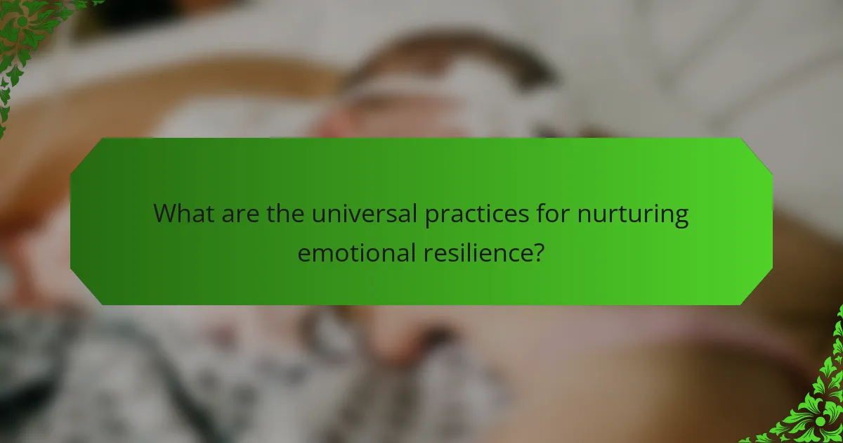 What are the universal practices for nurturing emotional resilience?