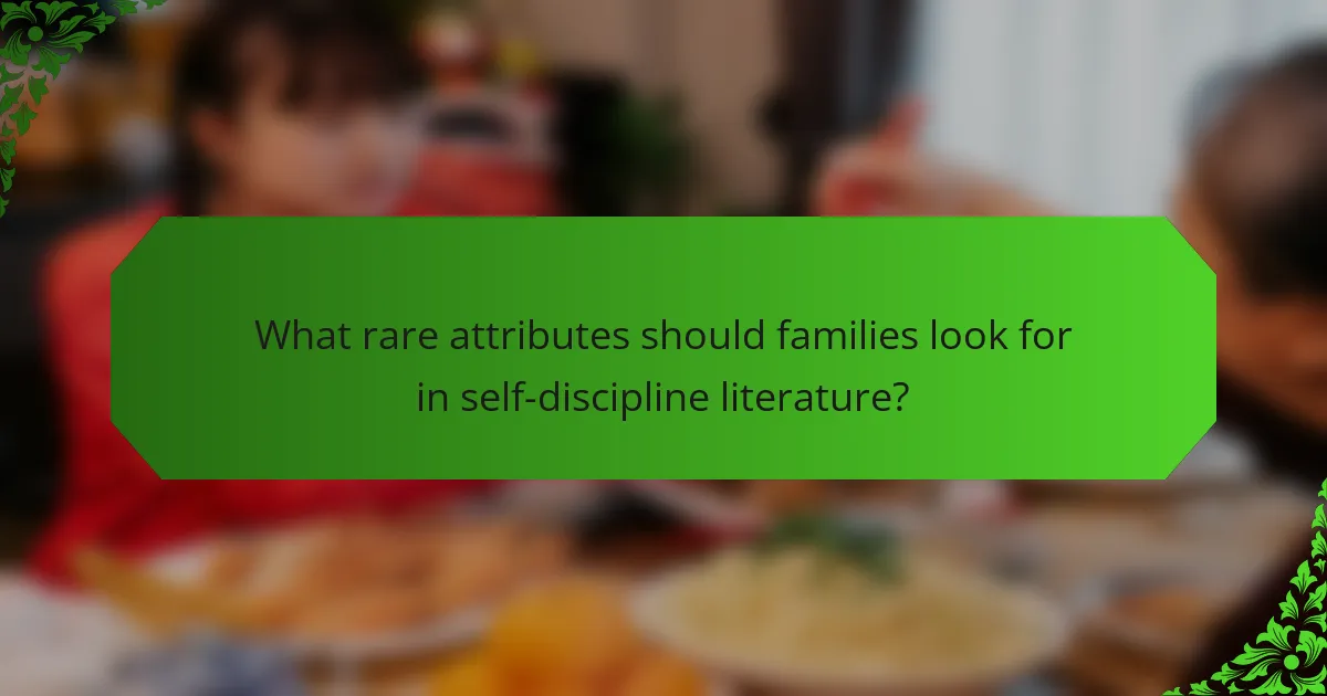 What rare attributes should families look for in self-discipline literature?