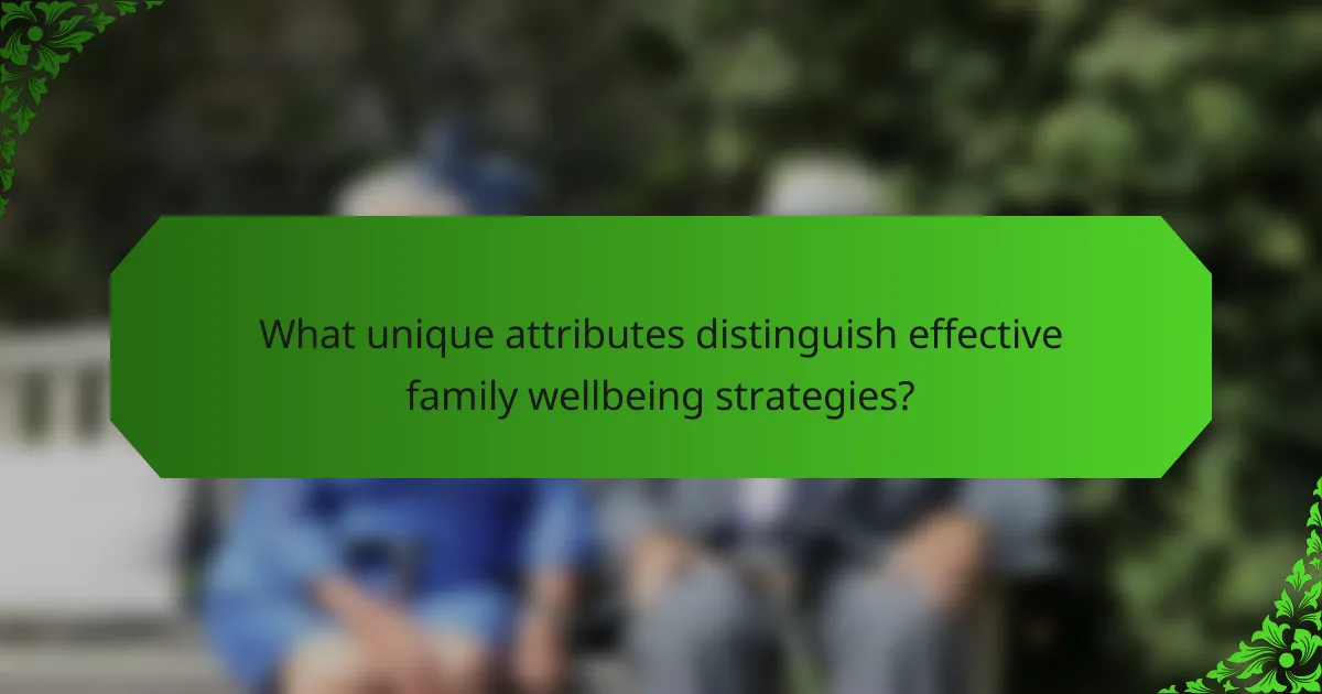 What unique attributes distinguish effective family wellbeing strategies?