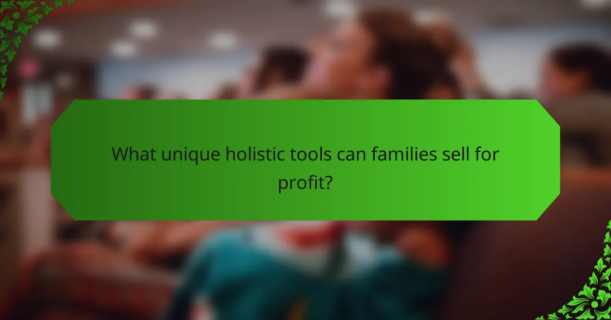 What unique holistic tools can families sell for profit?